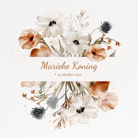 Rouwkaart stijlvolle veldbloemen in aquarel