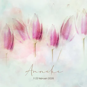 Rouwkaart tulpen zacht pastel