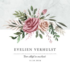 Rouwkaart vintage stijlvol klassiek bloemen