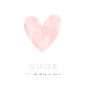 Rouwkaart voor een baby of meisje met roze waterverf hart