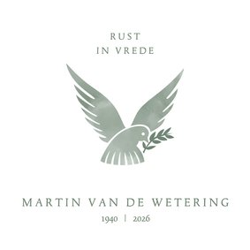 Rouwkaart Vredesduif - rust in vrede