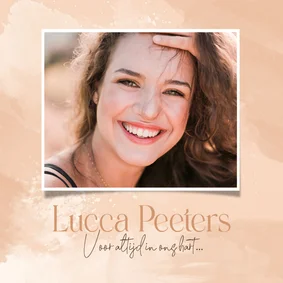 Rouwkaart waterverf zalmroze stijlvol foto takje 