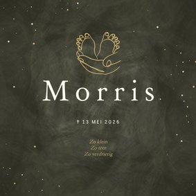 Rouwkaartje hand ouders voetjes lijntekening groen