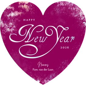 Roze hartje nieuwjaarskaart met holografisch new year