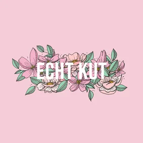 Roze schattige bloemen kaart met de tekst Echt kut