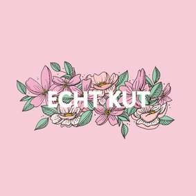 Roze schattige bloemen kaart met de tekst Echt kut