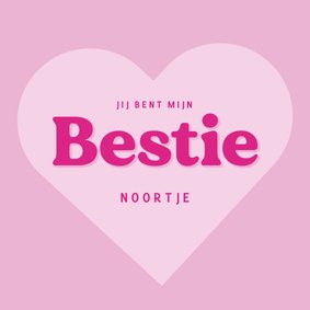 Roze valentijnskaart met hart bestie