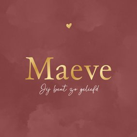 Roze waterverf geboortekaartje met goud roze