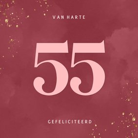 Roze waterverf verjaardagskaart met leeftijd en glitters