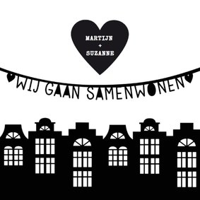 Samenwonen zwartwit huisjes letterslinger