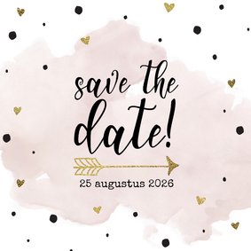 Save the date aquarel goudfolie