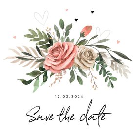 Save the Date Bohemian met bloemen