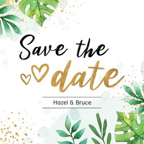 Save the date kaart botanisch goud