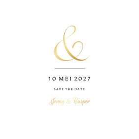 Save-the-Date kaart klassiek ampersand en namen in goudfolie