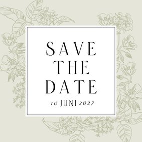 Save the date kaart klassiek stijlvol kader botanisch