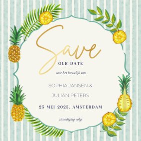 Save the date kaart mediterraans Italiaans bruiloft fruit