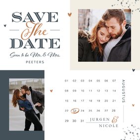 Save the date kaart met kalender grafisch modern foto