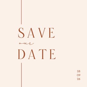 Save the date met lijn beige terracotta minimalistisch