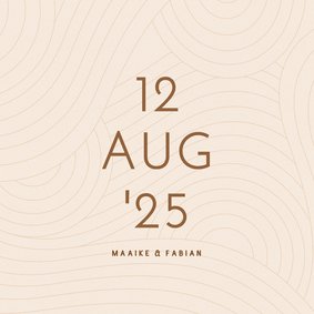 Save the date modern beige met golvende lijnen grote datum