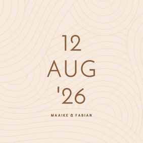 Save the date modern beige met golvende lijnen grote datum