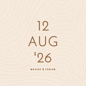 Save the date modern beige met golvende lijnen grote datum