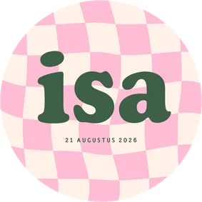 Schattig geboortekaartje cirkel met groovy blokjes roze 