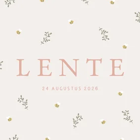 Schattig geboortekaartje met takjes en bijtjes