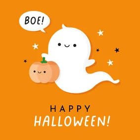 Schattige Halloween wenskaart met lief spookje