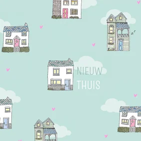 Schattige pastel felicitatie nieuwe woning huisjes patroon
