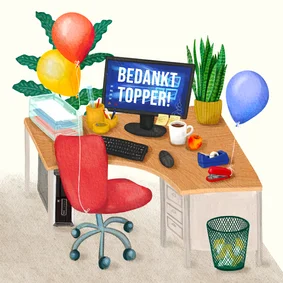 Secretaressedag met illustratie van een kantoor