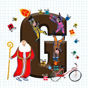 Sinterklaas kaart met chocolade-letter G