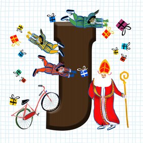 Sinterklaas kaart met chocolade-letter J