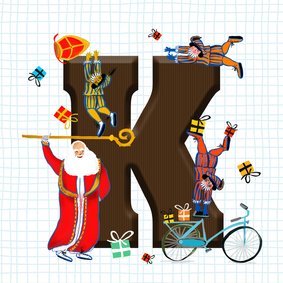 Sinterklaas kaart met chocolade-letter K