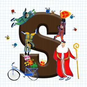 Sinterklaas kaart met chocolade-letter S