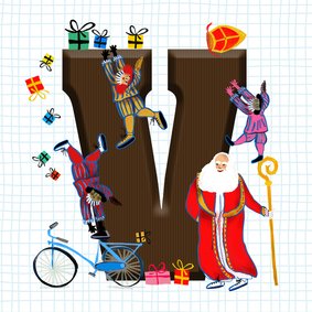 Sinterklaas kaart met chocolade-letter V