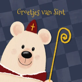  Sinterklaaskaart met beertje – Groetjes van Sint