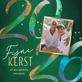Sjieke foto kerstkaart met 2026 in verf