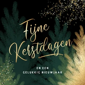 Sjieke kerstkaart kerstboom goud groen 