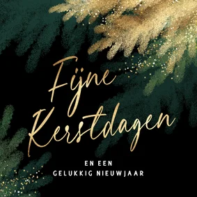 Sjieke kerstkaart kerstboom tak goud groen hip