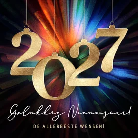 Sjieke nieuwjaarskaart 2027 vuurwerk kleur