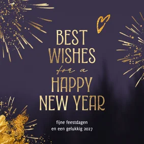 Sjieke nieuwjaarskaart vuurwerk hart 2027