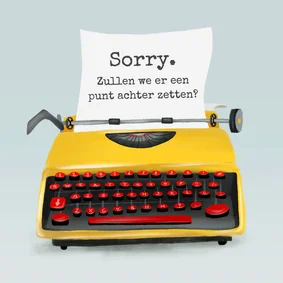 Sorry-kaart met vintage typemachine