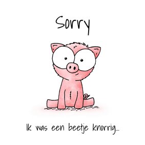 Sorry kaart schattig biggetje - Ik was een beetje knorrig