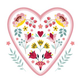 Sterkte en medeleven wenskaart met hart en bloemen