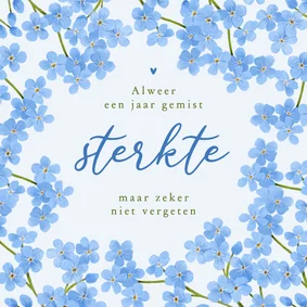 Sterkte herdenken ik denk aan je vergeet mij nietjes bloemen