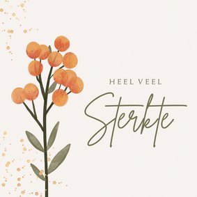 Sterkte kaart bloemen oranje goud spetters