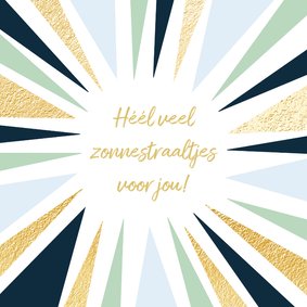 Sterkte kaart met abstracte zonnestralen en goud