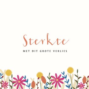 Sterkte kaart met illustratie gekleurde bloemen rouw