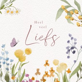 Sterkte kaart met kleurige veldbloemen in aquarel