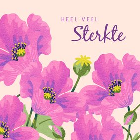 Sterkte kaart roze bloemen klaprozen